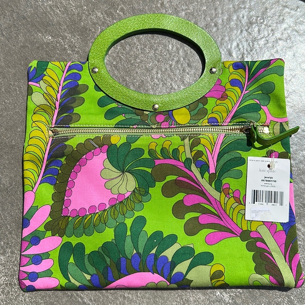 Kate Spade Vibrant Green and Pink Tote